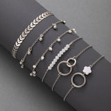 6pcs/4pcs/sets Bohemian Beaded Bracelets For Women Pretty Flowers Leaf Hollow Out Geometry Adjuatble Tassel Jewelry