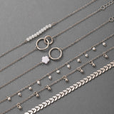 6pcs/4pcs/sets Bohemian Beaded Bracelets For Women Pretty Flowers Leaf Hollow Out Geometry Adjuatble Tassel Jewelry