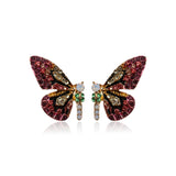 Vibrant Butterfly Shaped Stud Earrings - Sparkling Alloy Jewelry with Synthetic Gems Inlay, Bohemian Luxury Style, Hypoallergenic, Nickel-Free, Perfect for Women's Everyday Wear