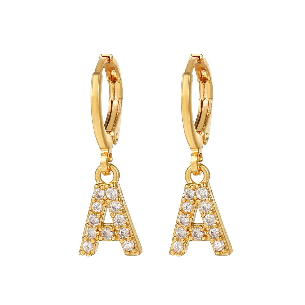 Exquisite Initial 26 Letter Drop Dangle Earrings 14K Plated Jewelry For Women Girls Birthday Party Gift
