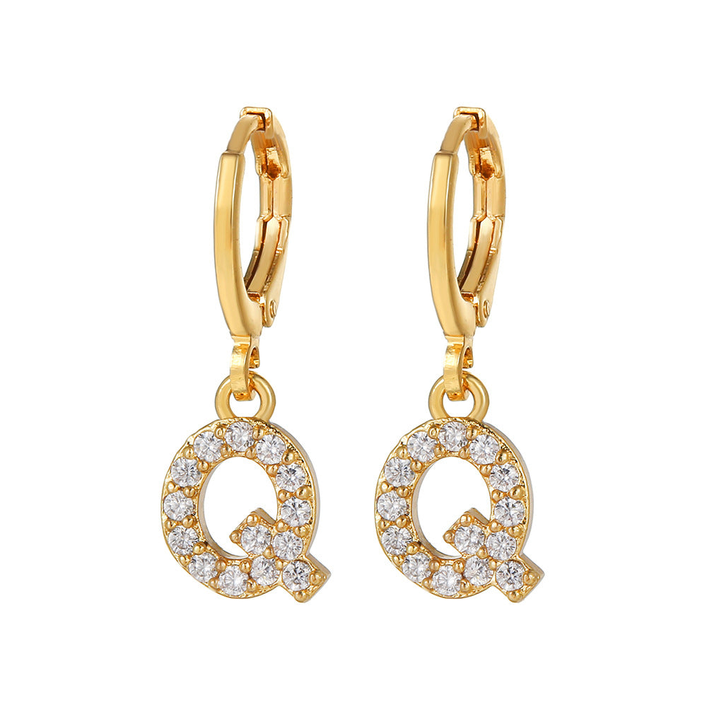 Exquisite Initial 26 Letter Drop Dangle Earrings 14K Plated Jewelry For Women Girls Birthday Party Gift