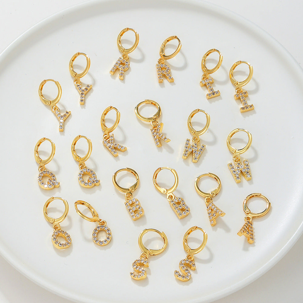 Exquisite Initial 26 Letter Drop Dangle Earrings 14K Plated Jewelry For Women Girls Birthday Party Gift