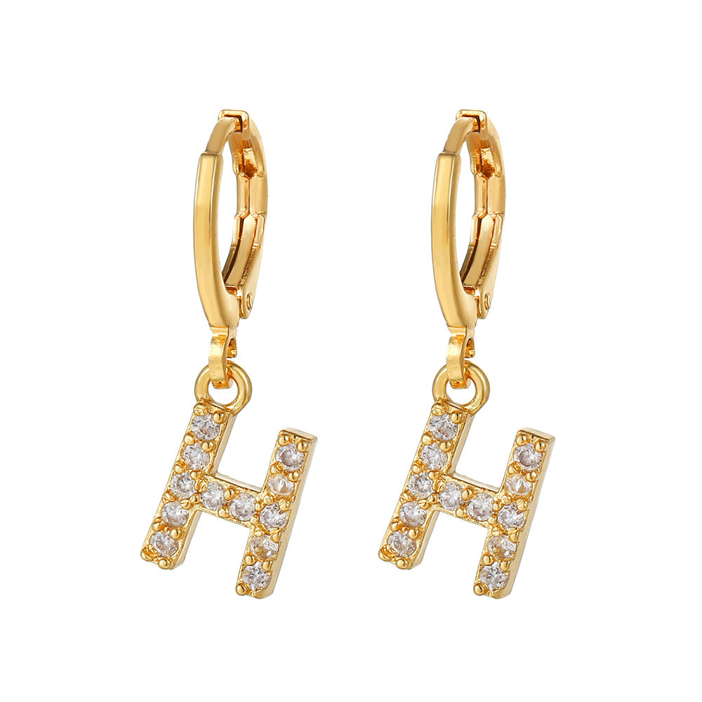 Exquisite Initial 26 Letter Drop Dangle Earrings 14K Plated Jewelry For Women Girls Birthday Party Gift