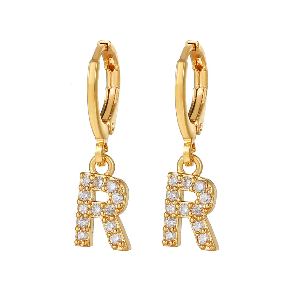 Exquisite Initial 26 Letter Drop Dangle Earrings 14K Plated Jewelry For Women Girls Birthday Party Gift