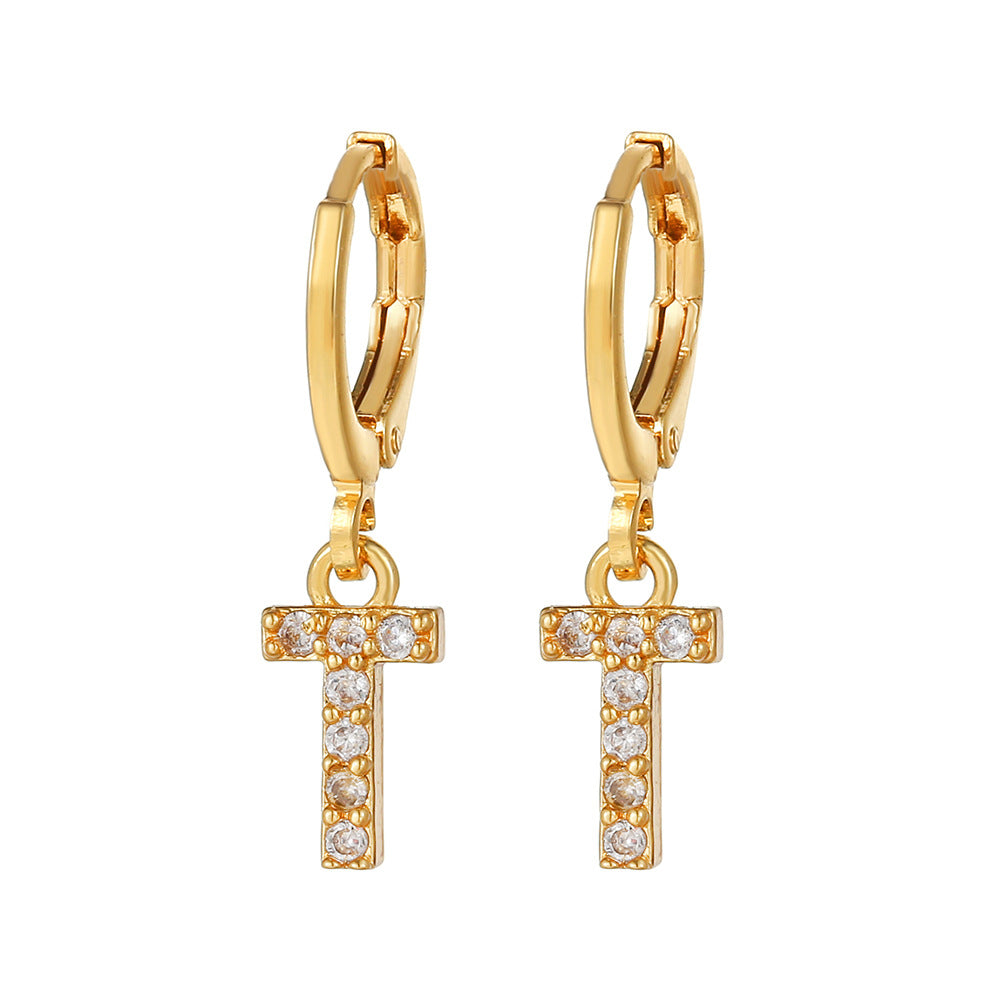 Exquisite Initial 26 Letter Drop Dangle Earrings 14K Plated Jewelry For Women Girls Birthday Party Gift