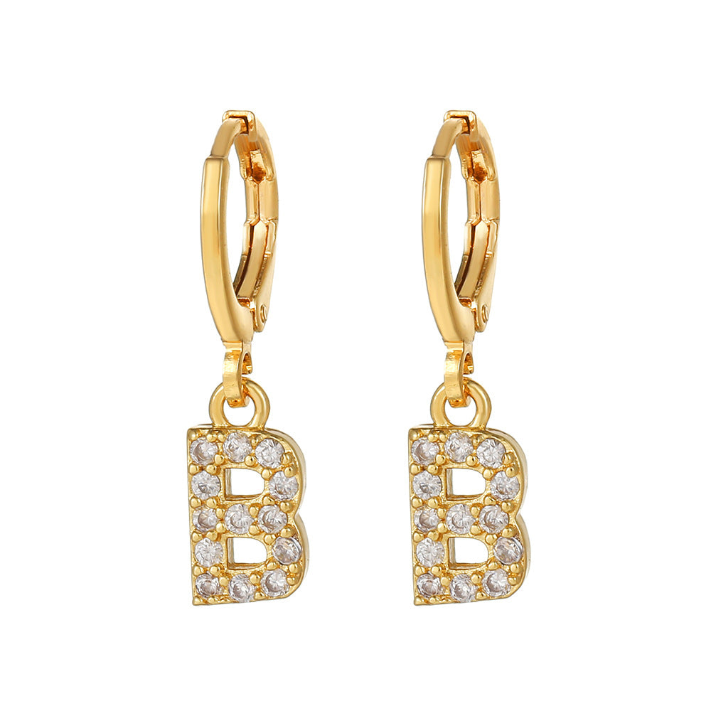 Exquisite Initial 26 Letter Drop Dangle Earrings 14K Plated Jewelry For Women Girls Birthday Party Gift
