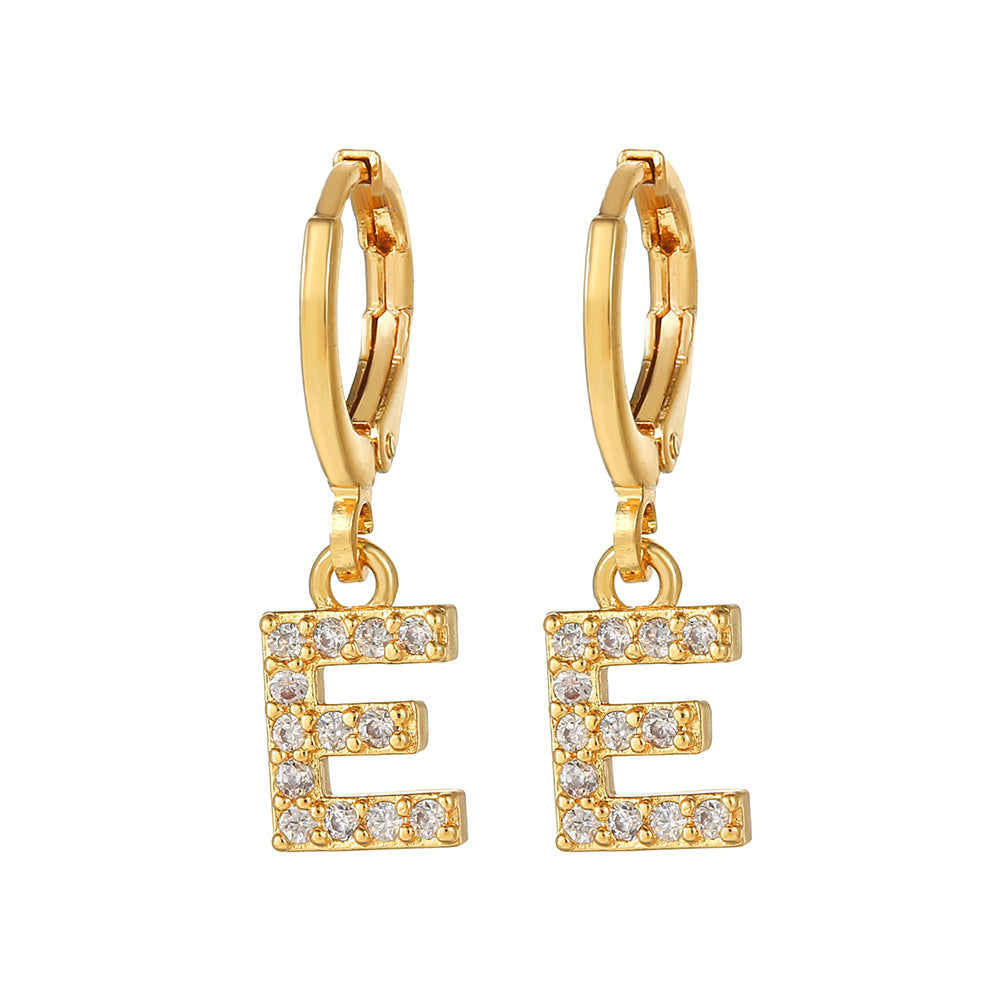 Exquisite Initial 26 Letter Drop Dangle Earrings 14K Plated Jewelry For Women Girls Birthday Party Gift