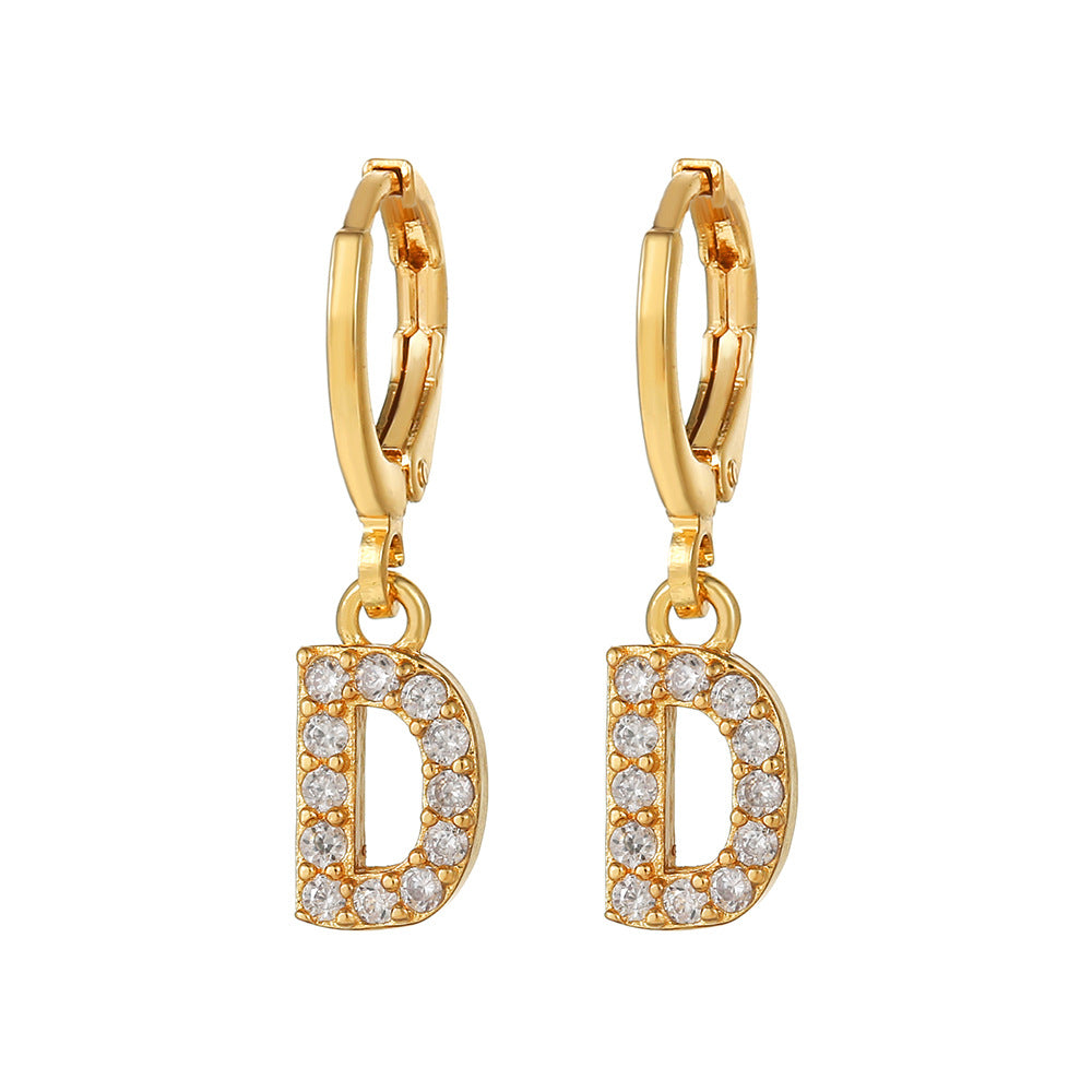 Exquisite Initial 26 Letter Drop Dangle Earrings 14K Plated Jewelry For Women Girls Birthday Party Gift