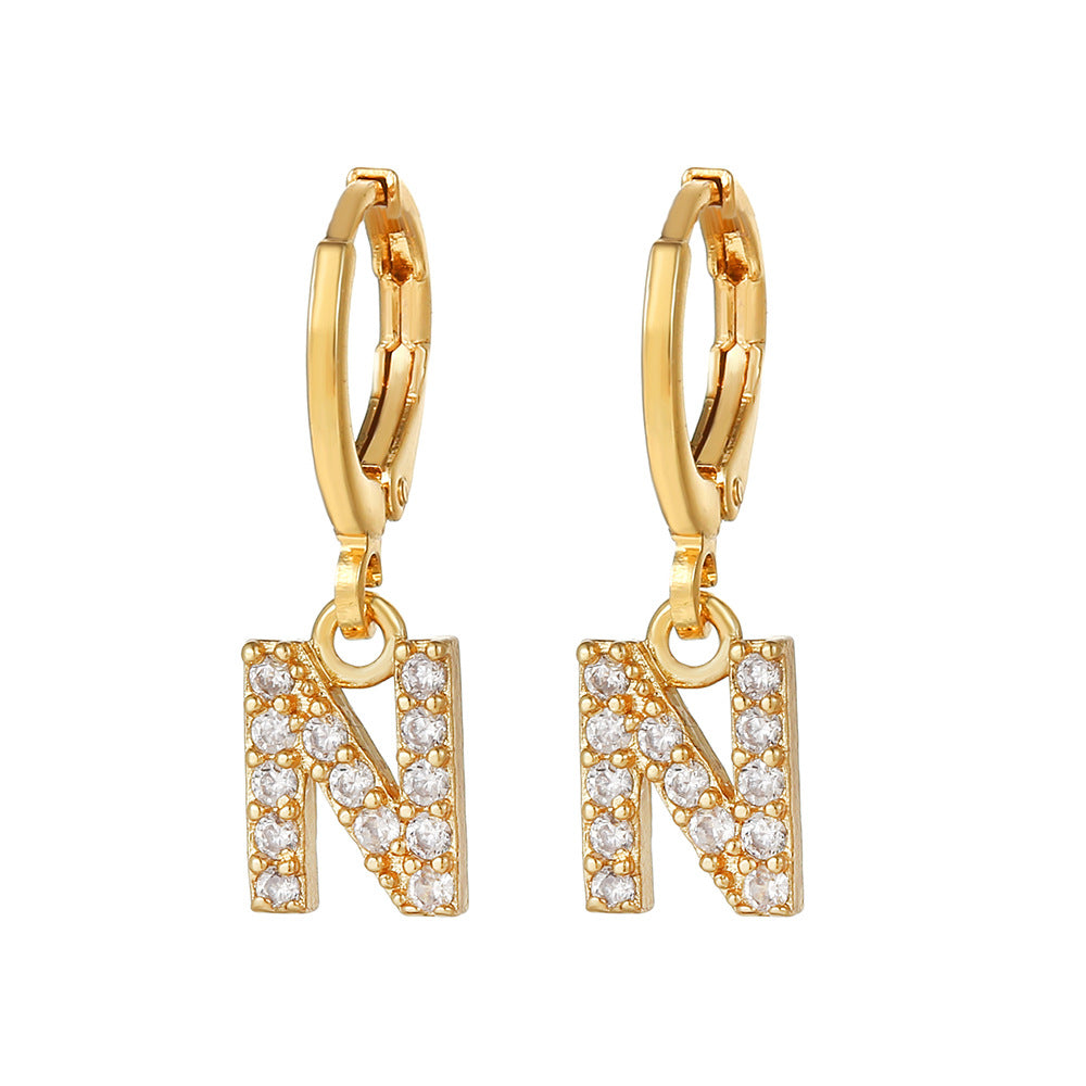 Exquisite Initial 26 Letter Drop Dangle Earrings 14K Plated Jewelry For Women Girls Birthday Party Gift