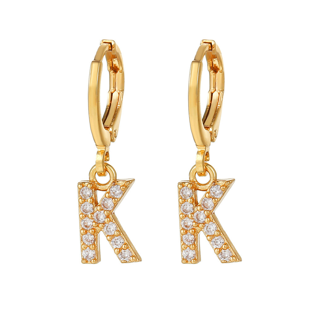 Exquisite Initial 26 Letter Drop Dangle Earrings 14K Plated Jewelry For Women Girls Birthday Party Gift