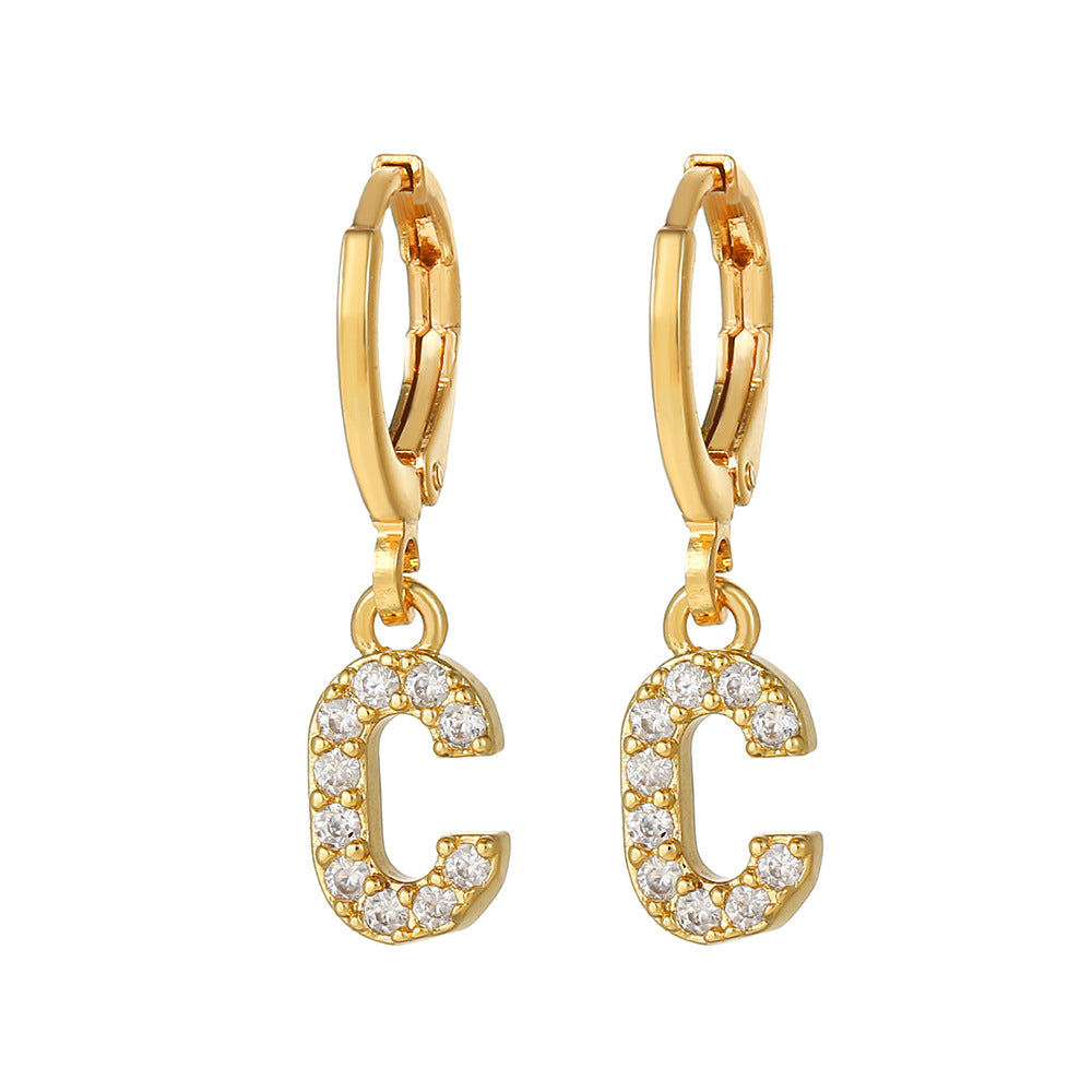 Exquisite Initial 26 Letter Drop Dangle Earrings 14K Plated Jewelry For Women Girls Birthday Party Gift