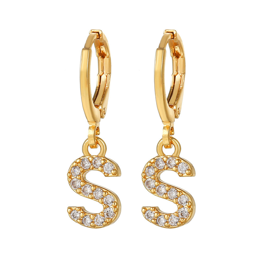 Exquisite Initial 26 Letter Drop Dangle Earrings 14K Plated Jewelry For Women Girls Birthday Party Gift