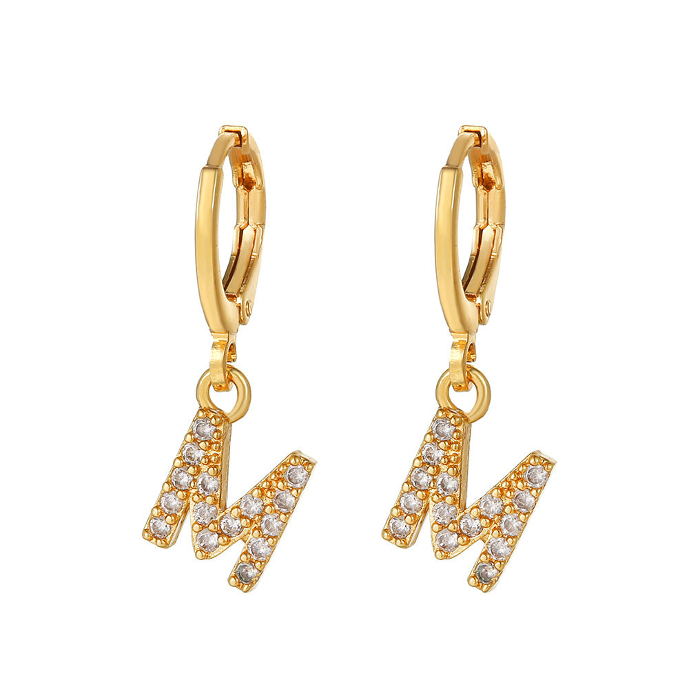 Exquisite Initial 26 Letter Drop Dangle Earrings 14K Plated Jewelry For Women Girls Birthday Party Gift
