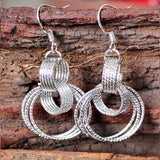 Exquisite Multi-Ring Silvery Copper Silver Plated Hook Earrings - Hoop Jewelry with Elegant Design and Durable Material - Ideal Female Gift for Any Occasion