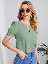 Clasi Keyhole Neck Puff Sleeve Top