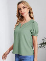 Clasi Keyhole Neck Puff Sleeve Top