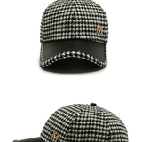 Trendy Houndstooth Baseball Cap - Dazzling Rhinestone M Decor - Unisex Sunscreen Trucker Hat - Perfect for Music Festivals & Outdoor Fun
