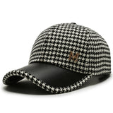 Trendy Houndstooth Baseball Cap - Dazzling Rhinestone M Decor - Unisex Sunscreen Trucker Hat - Perfect for Music Festivals & Outdoor Fun