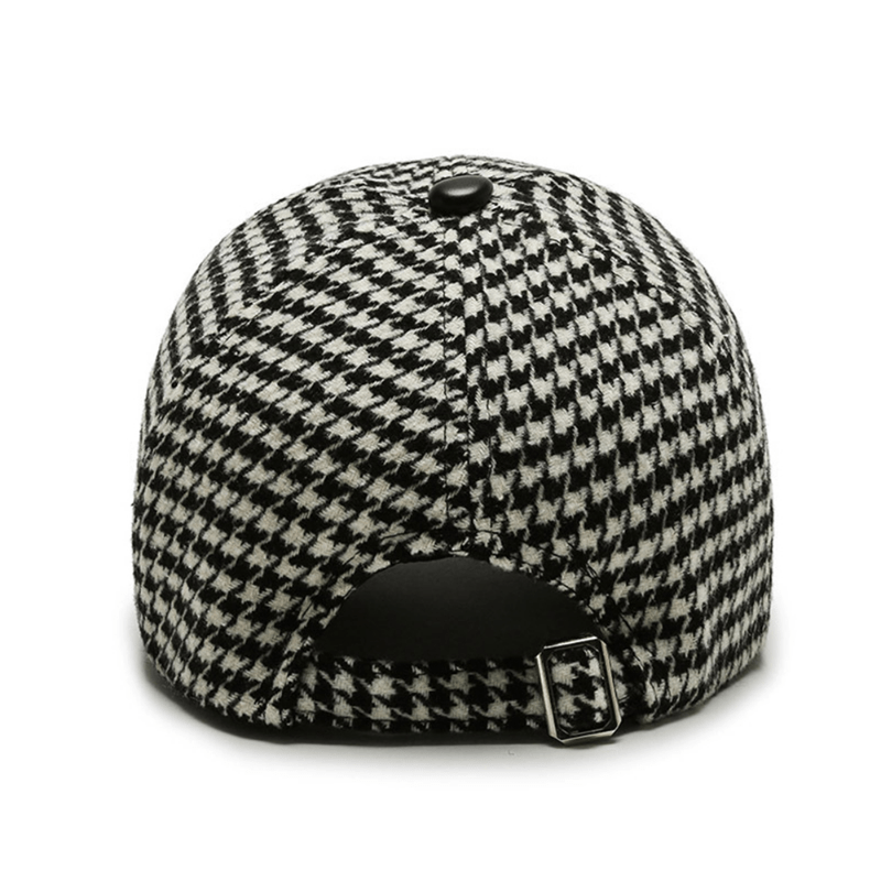Trendy Houndstooth Baseball Cap - Dazzling Rhinestone M Decor - Unisex Sunscreen Trucker Hat - Perfect for Music Festivals & Outdoor Fun