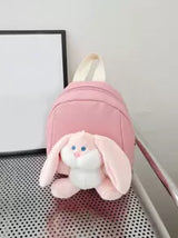 1pc Kids Girls Cute Plush Rabbit Cartoon Mini Backpack, Candy Color, Suitable For Preschool Outings And Daily Use