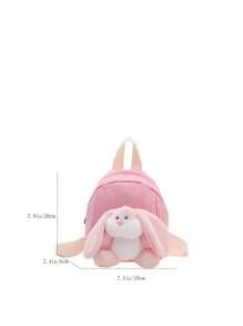 1pc Kids Girls Cute Plush Rabbit Cartoon Mini Backpack, Candy Color, Suitable For Preschool Outings And Daily Use