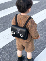 Cute Kids' Fashionable Pu Double Shoulder Kindergarten Backpack, Unisex Toddler School Bag