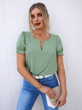 Clasi Keyhole Neck Puff Sleeve Top