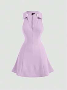 SHEIN MOD Solid Zip Back Dress