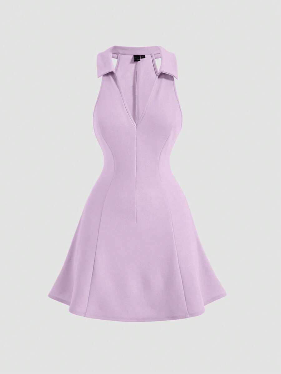 SHEIN MOD Solid Zip Back Dress