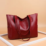 1pc Large Capacity Trendy PU Leather Shoulder Bag - Durable, Zipper Closure, Portable, Double Handle, Stylish Tote Handbag for Daily Use - Perfect for Work, School, Travel, and Shopping