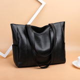 1pc Large Capacity Trendy PU Leather Shoulder Bag - Durable, Zipper Closure, Portable, Double Handle, Stylish Tote Handbag for Daily Use - Perfect for Work, School, Travel, and Shopping