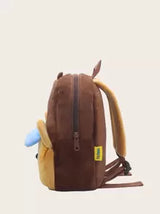 1pc Cute Football Brown Bear Plush Material Backpack For Children, Zipper Closure, Suitable For Kindergarten, Daily Use