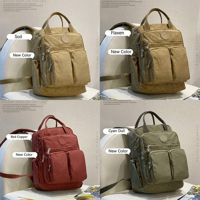Large Capacity Backpacks for Women Casual Backpacks Women's High-capacity School Bag Solid Color Zipper Travel Bag Multi-pocket Laptop Bag