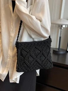 Small Crossbody Bag For Women, New Woven Shoulder Bag, Niche Beach Retro Style, Versatile, Square Envelope Bag, Fashionable, Ins Retro Style, Suitable For Beach Vacation