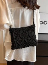 Small Crossbody Bag For Women, New Woven Shoulder Bag, Niche Beach Retro Style, Versatile, Square Envelope Bag, Fashionable, Ins Retro Style, Suitable For Beach Vacation