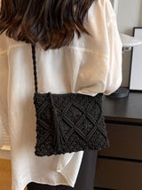 Small Crossbody Bag For Women, New Woven Shoulder Bag, Niche Beach Retro Style, Versatile, Square Envelope Bag, Fashionable, Ins Retro Style, Suitable For Beach Vacation