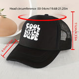 Casual Trendy "COOL LITTLE DUDE" Mesh Stitching Cap, Sun Protection Comfortable Breathable Cap For Summer Holiday Outdoor Traveling Boys And Girls Accessories