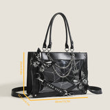 Vibrant Punk Style Spider Web Tote Bag - Trendy Goth Handbag for Women - Crossbody Bag with Y2K Butterfly Chain and Adjustable Strap