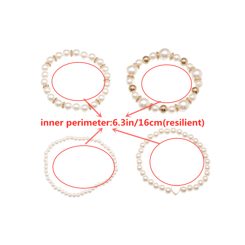 4pcs Chic Bohemian Faux Pearl Beaded Bracelet Set - Trendy Stackable Bracelets for Authentic Style - Handcrafted Elegance, A Must-Have Accessory for Your Jewelry Collection and Perfect Gift