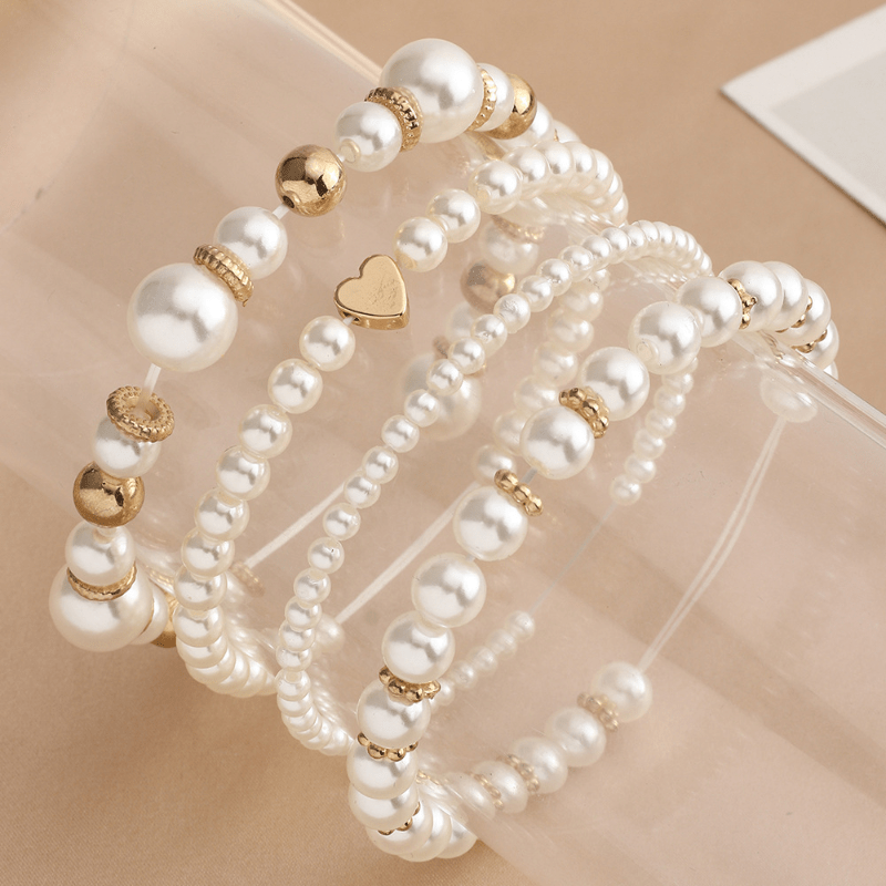 4pcs Chic Bohemian Faux Pearl Beaded Bracelet Set - Trendy Stackable Bracelets for Authentic Style - Handcrafted Elegance, A Must-Have Accessory for Your Jewelry Collection and Perfect Gift