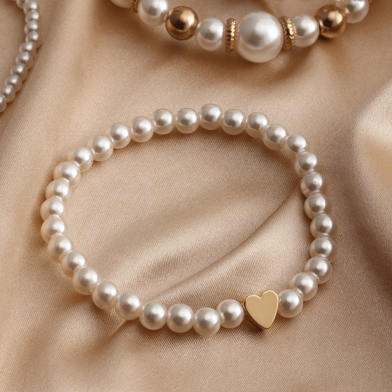 4pcs Chic Bohemian Faux Pearl Beaded Bracelet Set - Trendy Stackable Bracelets for Authentic Style - Handcrafted Elegance, A Must-Have Accessory for Your Jewelry Collection and Perfect Gift