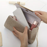 Glamorous Ruched Metal Decor Clutch Handbag - Sparkling Prom Purse with Adjustable Chain - Perfect Evening Bag for Weddings and Parties