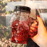 1pc Skull Mason Jar Mug Glass With Lid And Straw, Halloween Decoration, Drinking Glass for restaurants/hotels