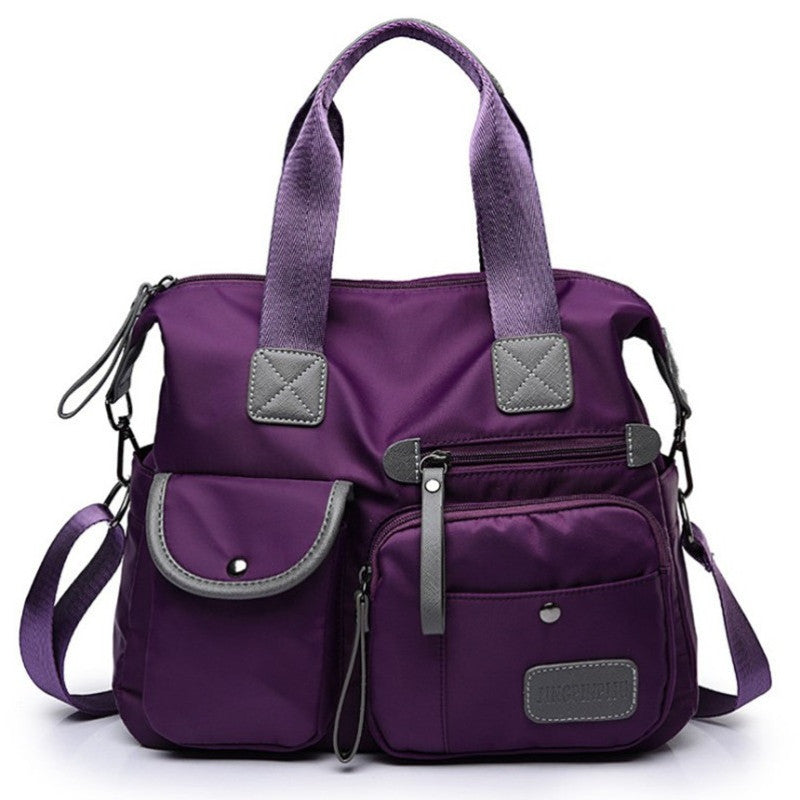 Women Tote Bag With Multi Pockets, Large Capacity Shoulder Bag, Lightweight Nylon Crossbody Bag For Travel