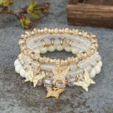 4pcs/set Bohemian Style Butterfly Charm Colorful Beaded Bracelets, Cute Hand Jewelry Gift For Girls