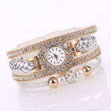 Fashion Watches For Girls, Creative Bead Rhinestone Studded Multi Layer Wrist Watches