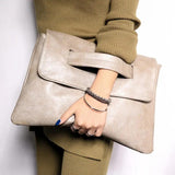 Chic Retro PU Leather Clutch Bag - Spacious Crossbody Laptop Tote with Flap Design - Perfect for MacBook, Stylish & Durable