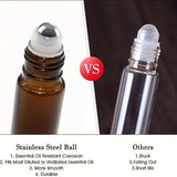 5/10pcs Essential Oil Roller Bottles, 10ml Amber Glass Roller Bottles With Stainless Steel Roller Balls And Caps For Travel, Perfume And Lip Gloss