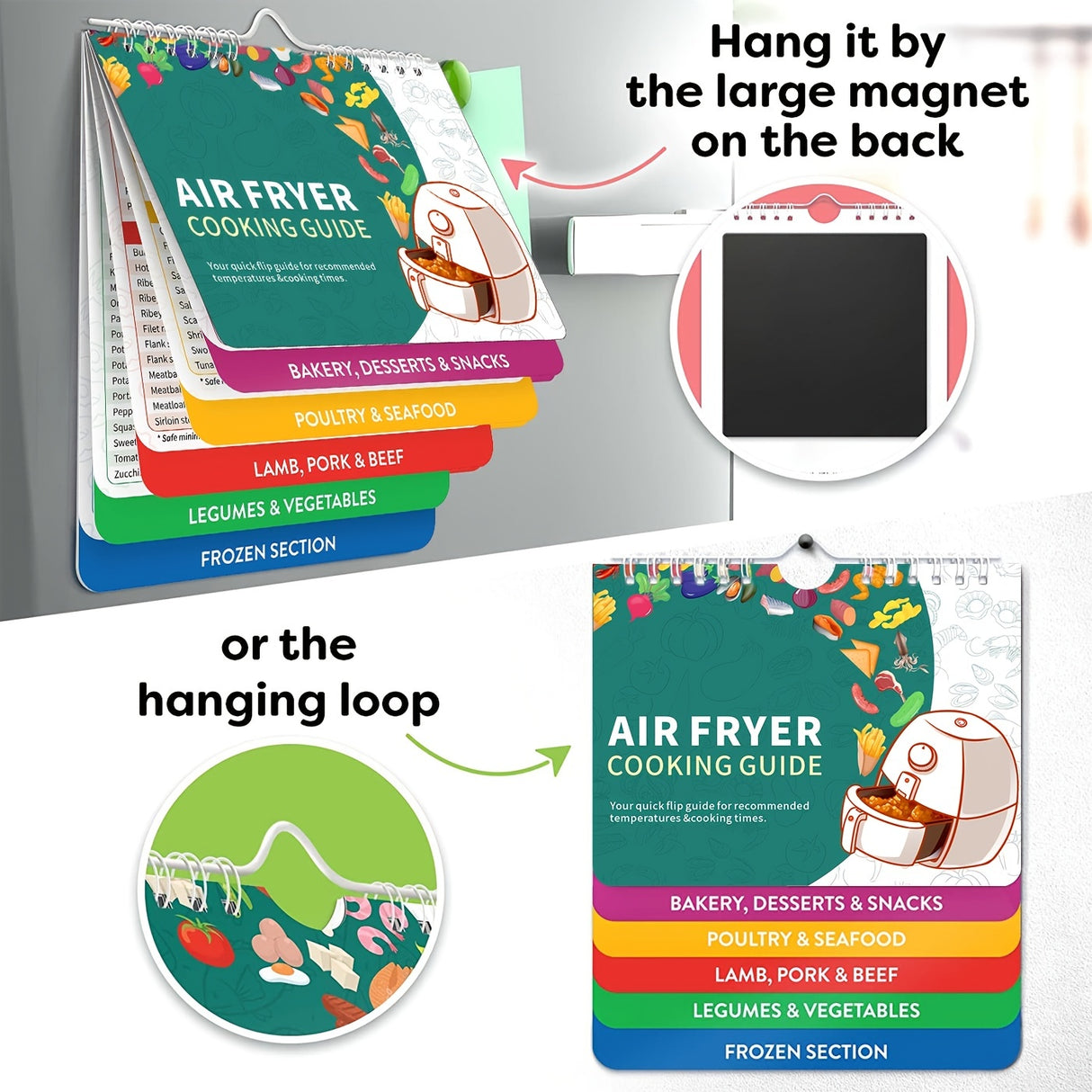 1pc, Air Fryer Magnetic Cheat Sheet, Cooking Times Chart Accessories, Kitchen Magnets Quick Reference Guide For Popular Air Fryer Foods, Kitchen Accessories, Kitchen Gadgets