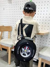 1pc Children's Cartoon Pvc Eggshell Tire Backpack With Zipper Casual Daypack